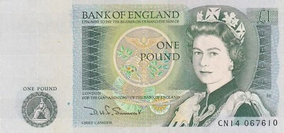 🇬🇧 UK,Great Britain,, 1 Pound, 1978/1984,  p377b , QE II , Serial Number: CN14 - Image 1 of 2