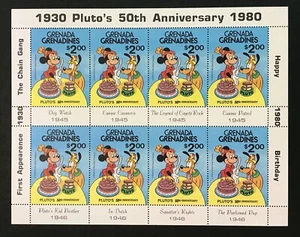 Disney - Grenada Grenada - 50th Anniversary of Pluto - Sheetlet of 8 - MNH - Bild 1 von 1