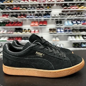 Woman’s Puma Suede Black Shoe Low Top Gum Soles 360987 01 Size 5 - Picture 1 of 5