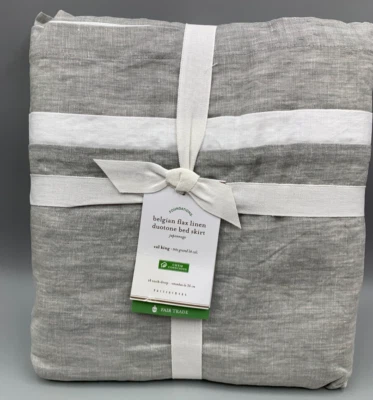 Saia de Cama Duotone Pottery Barn Linho Belga 14" Flagstone Cal King #N11 - Imagem 1 de 4