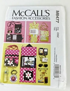 UNCUT McCalls Pattern M6477 Sewing Pattern 6 Electronics Cases & Crossbody Bags - Picture 1 of 6