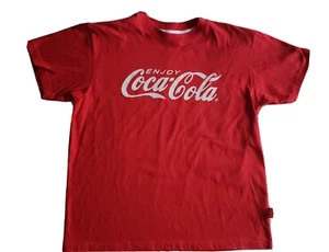 Vintage Coca Cola Brand Enjoy Coca Cola Red T-shirt Short Sleeve Top Sz L Unisex - Picture 1 of 9