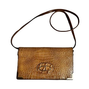 Christian Dior Shoulder Bag Logo Leather Tan Brown Gold CD. Buckle CD Vintage - Picture 1 of 6