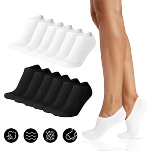 3-6 Pairs Women Invisible Nonslip No Show Loafer Solid Boat Cotton Low Cut Socks - Picture 1 of 13
