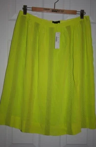 J.CREW COLLECTION LACE-STRIPE SILK SKIRT. SIZE: 0. COLOR: BRIGHT KIWI - Picture 1 of 6