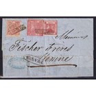 NAPOLI 1858 20 GRANA + 5 GRANA + 1 GRANO N.4a,9,12 SU BUSTA CERT.
