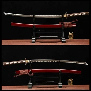 REVERSE BLADE EDGE T1095 STEEL KATANA JAPANESE SAMURAI SWORD FULL TANG SHARP - Picture 1 of 9