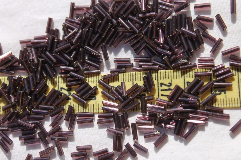 Close Out #3 Bugle Glass Beads Silver Lined Dark Amethyst Crafts Jewelry/ 1oz - Image 1 of 1