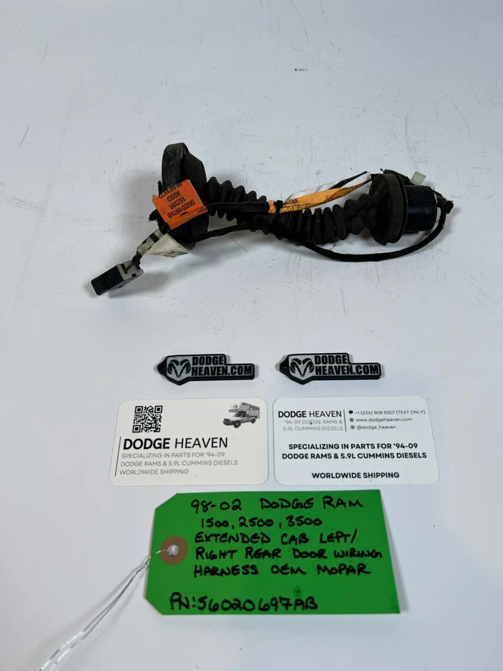 Arnés de cableado de puerta trasera cabina extendida Dodge Ram 1500-3500 1998-2002 OEM 56020697AB Foto 1 de 4