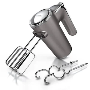 Elektrischer Handmixer 400 W Handrührer 5 Stufen inkl. 2 Quirle 2 Knethaken Grau - Bild 1 von 7