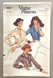 Blusa VOGUE Misses' años 70 patrón 8967 talla 18 sin cortar - Imagen 1 de 2