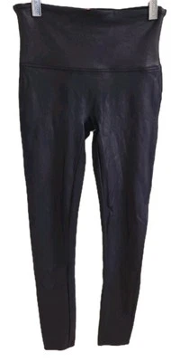 SPANX Faux Suede Skinny Leggings Mid Rise Shaping Trousers Classic Navy Large Foto 1 de 4