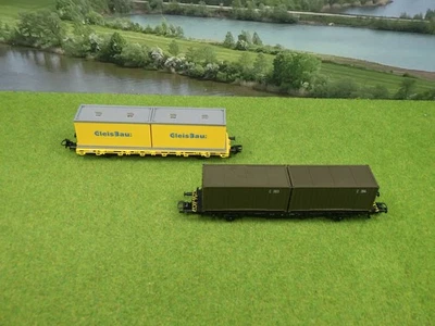 Roco AC H0 2x Container Carrier Track Construction AG etc (VN) C2458 - Image 1 of 4