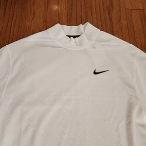 Nike Golf Tiger Woods ADV Dri Fit Mock Polo DR5324 100 White Black Sz M - Picture 1 of 9