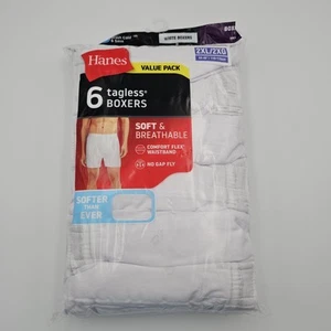 "Paquete de 6 boxers tejidos blancos sin etiquetas para hombre Hanes suaves transpirables blancos 2XL 44-46""" - Imagen 1 de 5