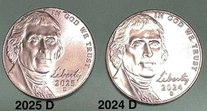 2024 D UND 2025 D Jefferson Nickel aus einer Stempelglanz Rolle✅ LOW MINTAGE!!! JE EINE MÜNZE - Bild 1 von 3