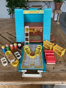 Vintage 1974 Fisher Price Little People Play Family A Frame House 990 Jeep Nice - Picture 1 of 15