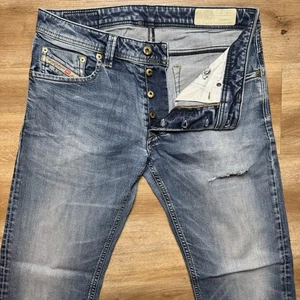 Diesel Jeans Men 32x30 Blue Larkee Straight Leg Stretch Denim Ripped Modern - Picture 1 of 14