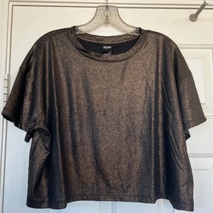 Victoria’s Secret Victoria Sport Talla L Marrón Dorado Brillante Camisa Recortada - Imagen 1 de 5