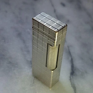 Vintage Dunhill Rolla Gasfeuerzeug Silber Gittermuster funktionstüchtig - Bild 1 von 9