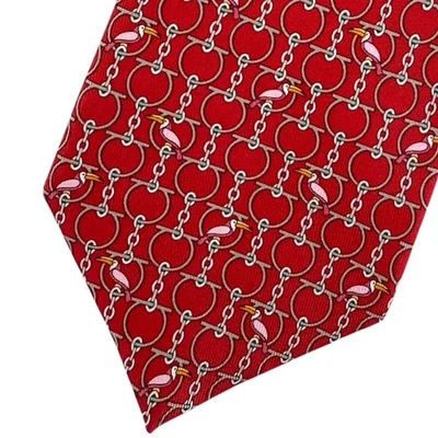 Corbata de Seda 100% Nueva SALVATORE FERRAGAMO Pájaros Rojos GENUINA 251093 Foto 1 de 3