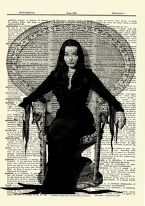 Morticia Addams The Addams Family Dictionary Art Print Poster Picture Halloween - Picture 1 of 2