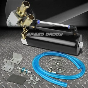 BILLET ALUMINUM RACING ENGINE OIL CATCH RESERVOIR TANK/CAN+HOSE INDICATOR BLACK - Bild 1 von 4