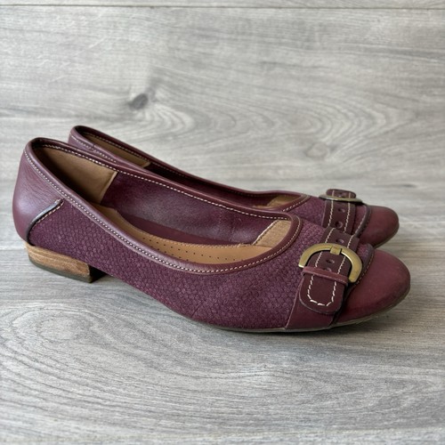 Scarpe Clarks donna Burgudy UK taglia 7 5 flat active air slip on scarpa dolly