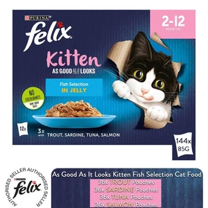 Felix As Good As It Looks Kotek Ryba w galaretce Mokra karma dla kotów, 144x85g - Zdjęcie 1 z 9