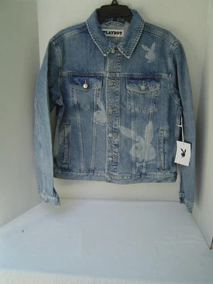 NEW UNISEX PLAYBOY REPEATING LOGO INDIGO BLUE DENIM JACKET SIZE EXTRA LARGE - Image 1 of 4