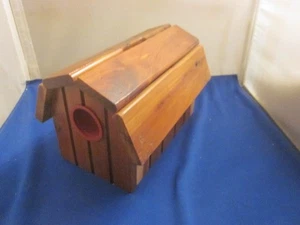 Vintage Handmade Wooden Money Barn Coin Bank from Mackinaw City Michigan 8" long - Picture 1 of 8