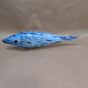 Vintage Romanian Glass Multi Coloured Hand Blown Fish Sculpture Figurine 14 " N - Picture 1 of 7