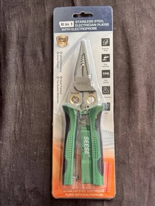 Alicates de electricista Seese 8 en 1 de acero inoxidable con electrosonda verde - Imagen 1 de 4