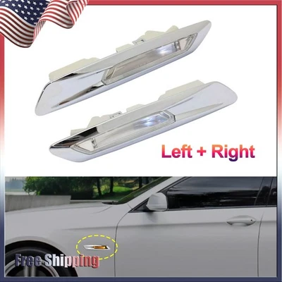 For BMW 528i 535i 550i F10 Silver Tone 2x Side Marker Turn Signal Amber Light - Imagem 1 de 4