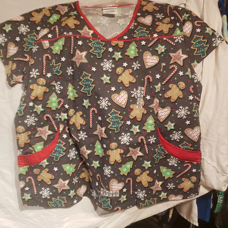 Womens Christmas Scrub Top, Surgical, Nurse, CNA, Physician, UA Scrubs - Image 1 of 1