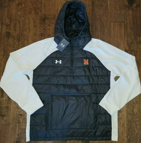 $150 Under Armour Maryland Terrapins Puffer Hoody Half Zip Puffy Hybrid Jacket Cover