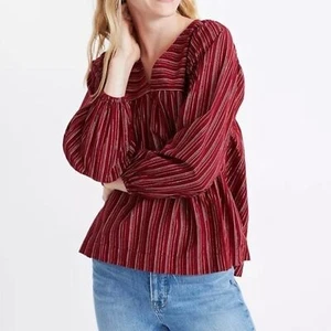 Madewell Swingy Peasant Metallic Striped V Neck Top - XXS - Bild 1 von 7