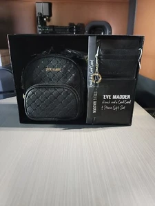 Steve Madden Black Backpack & Card Wallet Set New In Box - Picture 1 of 7