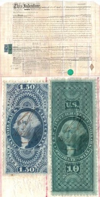 R78c $1.50 R96c $10 1868 Vellum Philadelphia Deed Document Large 18x24 inches - Image 1 of 4