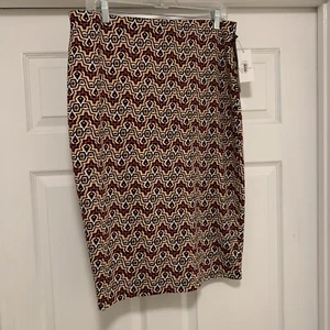 NWT Jessica Simpson LARGE Geometric Multi Colored Pencil Skirt Red Yellow - Picture 1 of 4