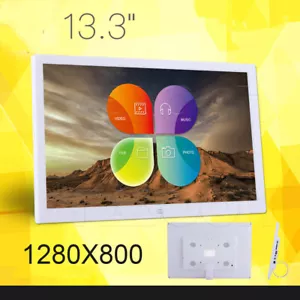 13.3" White HD LED Digital Photo Album Picture Frame Clock/MP4/Video/Player - Picture 1 of 11