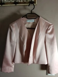 Barbara Schwarzer Damen Bolero Blazer Kurzjacke 3/4 Arm Rosé Rosa Gr.42 Satin - Bild 1 von 3