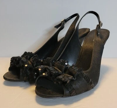 Zapatos de vestir de granero para mujer talla 7,5 espléndidos con cordones lentejuelas detalle acanalado negros Foto 1 de 4