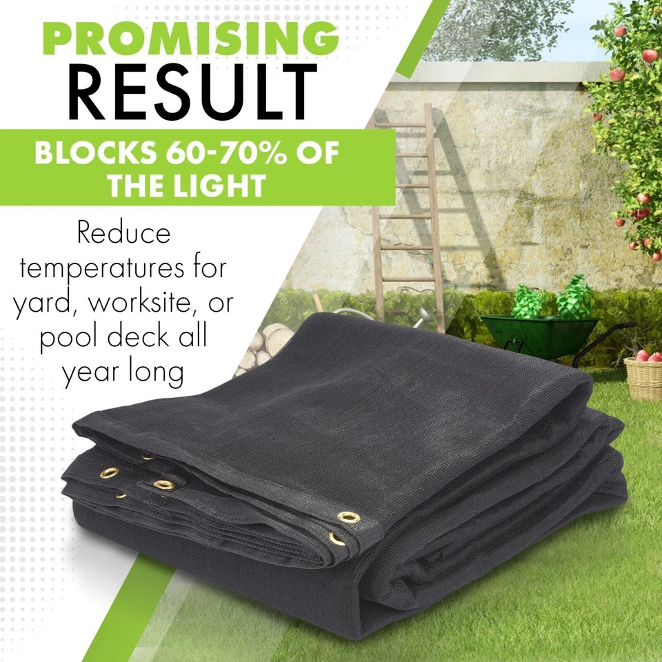 WindscreenSupplyCo Heavy Duty Mesh Tarp Sun Shade, Cover, 60-70% Blockage Black