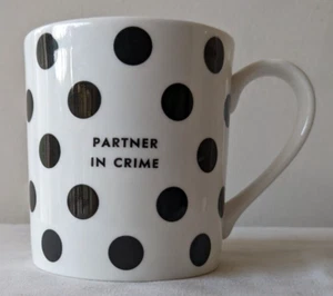 Kate Spade - Lenox "Chic Speak"  - "Partner in Crime"  Mug - Black Polka Dots - Picture 1 of 9