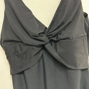 Costume da bagno vintage nuovo senza etichette Lands' End Drape Stretch Wrap Front Onepiece taglia 12 nero - Foto 1 di 11