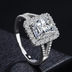 5ct Princess Cut Engagement Cz Wedding Ring Women's 925 Silver Jewelry Size 5-10 - Picture 1 of 5