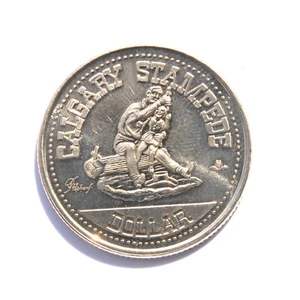 1980 Alberta 75th Anniversary Calgary Stampede Dollar Token - Picture 1 of 4