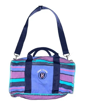 Tommy Hilfiger Vintage 90s Canvas Striped Colorblock Weekend Duffel Bag Carry On - Image 1 of 4