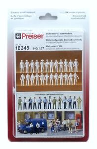 Preiser 16345 Uniformierte, sommerlich. 24 unbemalte Miniaturen Spur H0 1:87